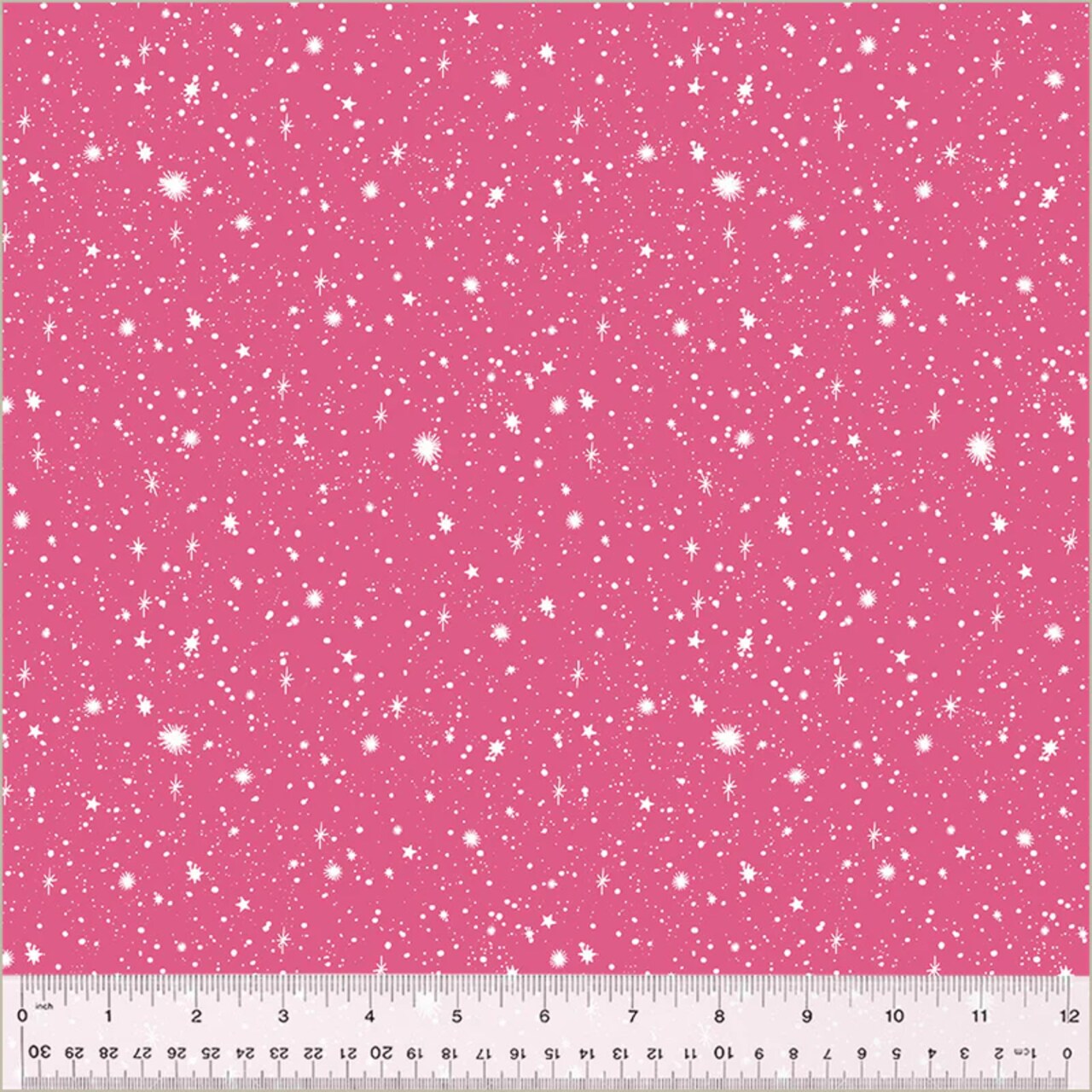Fabric Windham Pink Stars and Snowflakes Christmas Village by the Quarter Yard 53907-5